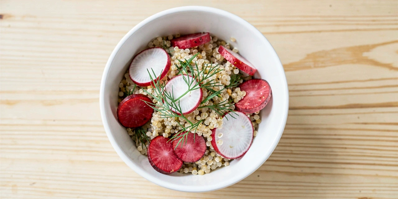 Roasted radish and quinoa bowl